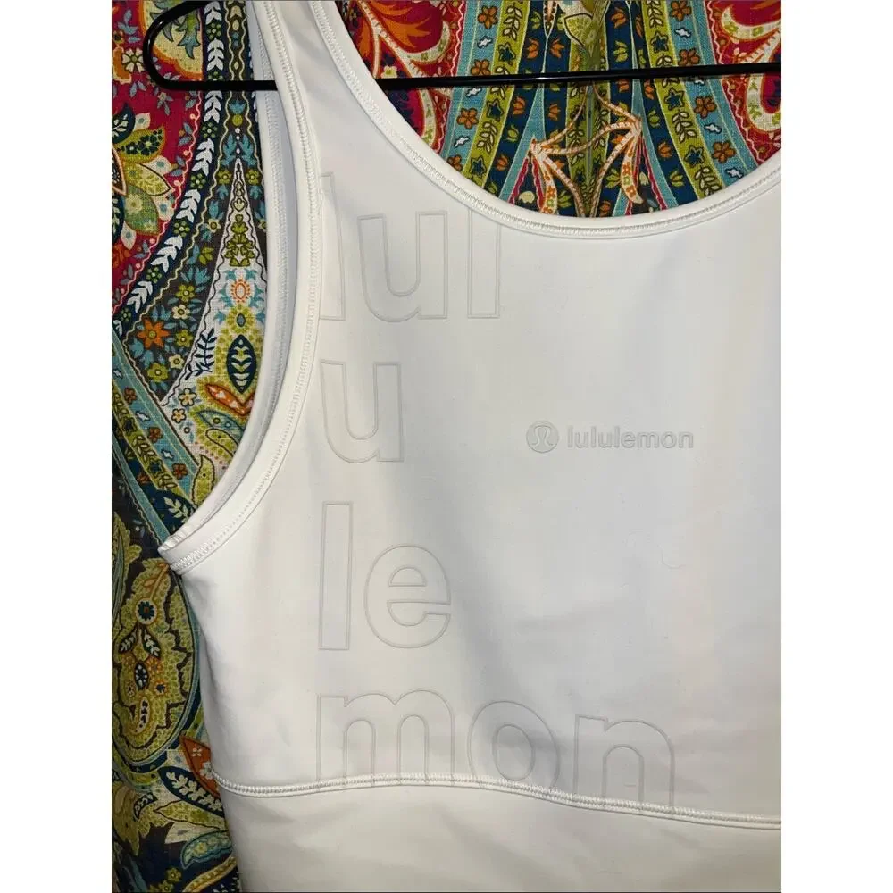 Lululemon Power Pivot Everlux Tank Top Motif Reversible White Logo 8 fit S M?